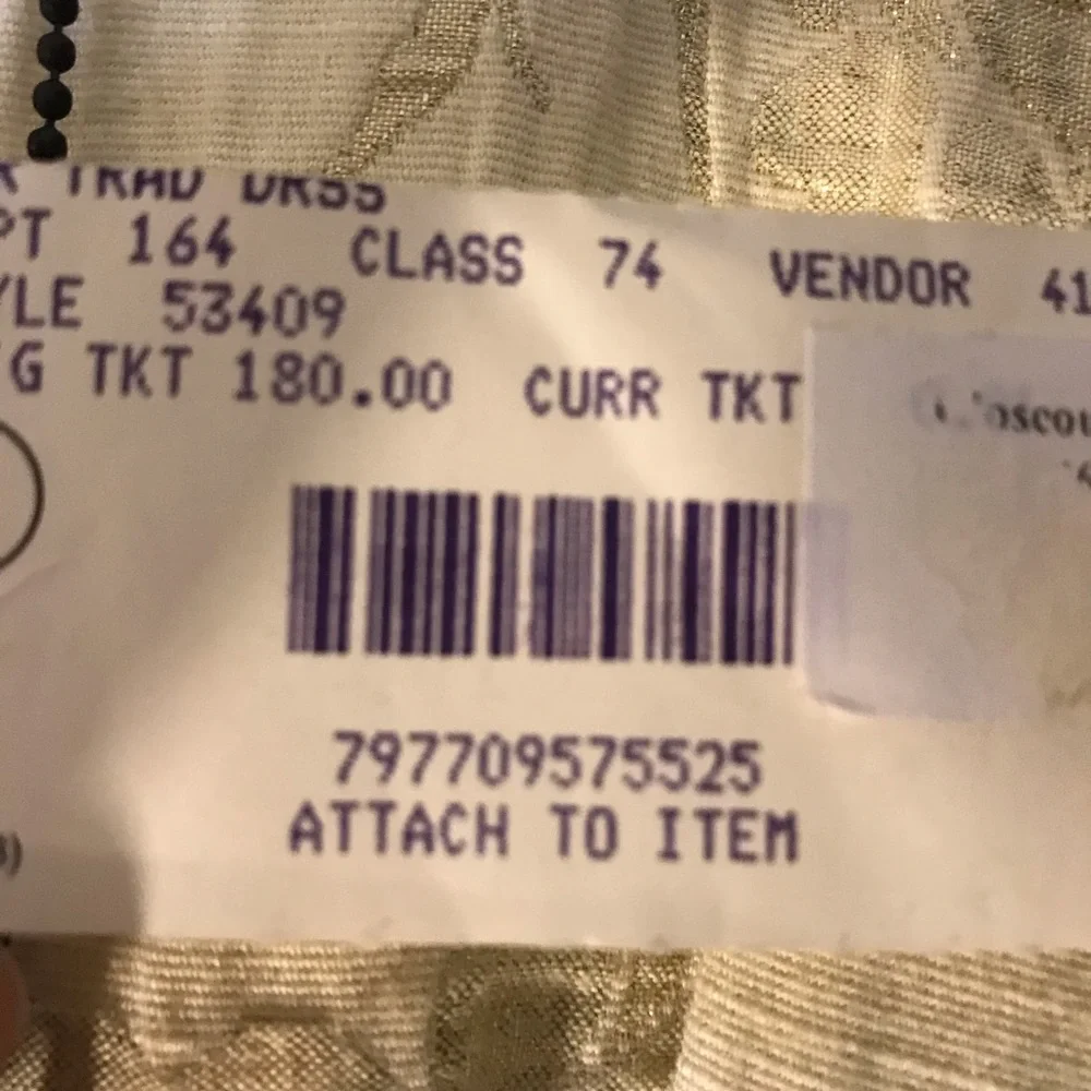 NWT, ABS Allen Schwartz Collection Light Gold & Cream Brocade Dress, Size: 6 - Picture 6 of 7